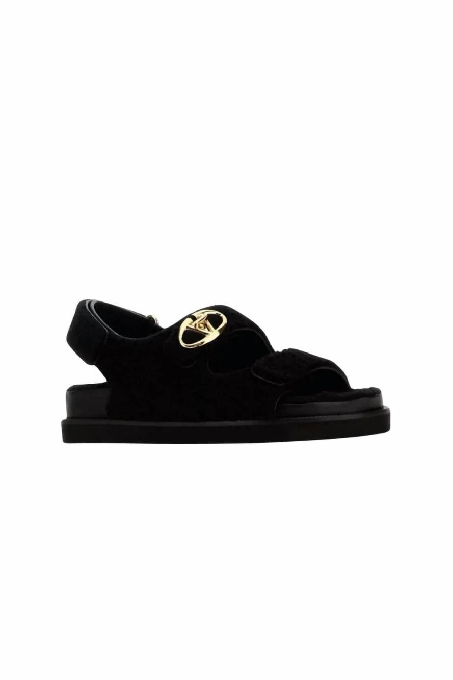 NEW VALENTINO GARAVANI women's faux fur sandals in black